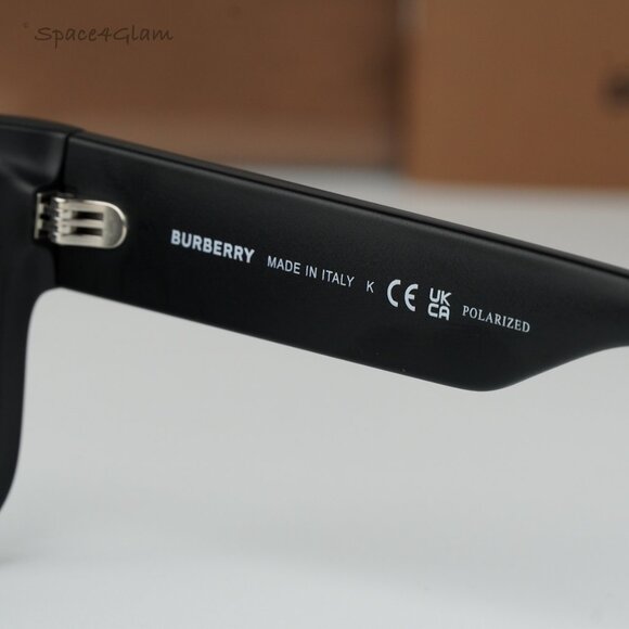 Burberry Men Sunglasses Black Grey Polarized Rectangle BE4358 KNIGHT 346481 NEW - Picture 5 of 10